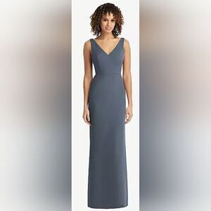 Social Bridesmaids 8194 TIE BACK CHIFFON TRUMPET GOWN IN SILVERSTONE NWOT sz 12